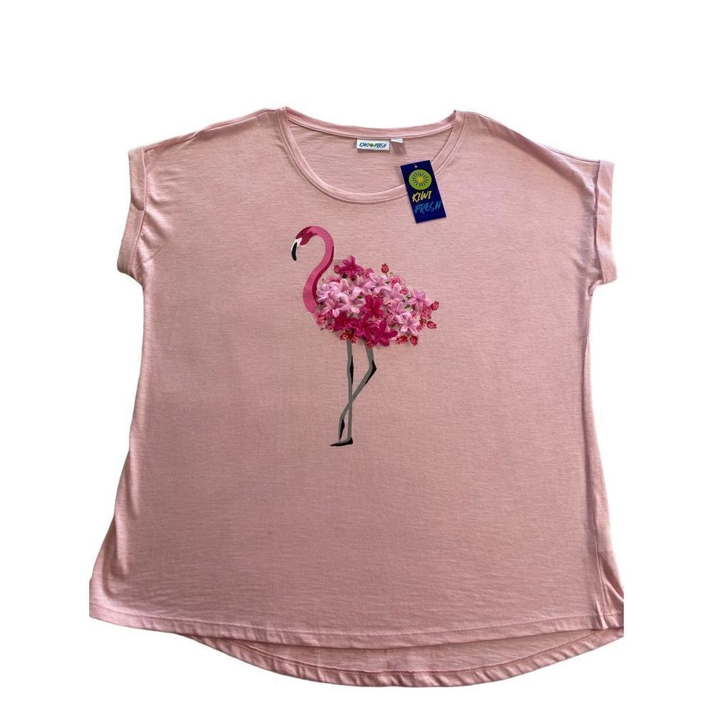 KIWI FRESH WOMEN’S XL FANCY FLAMINGO SHORT SLEEVE TSHIRT